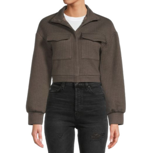 AREA STARS Women’s Size Small Nila Cropped Waffle Utility Jacket in grey